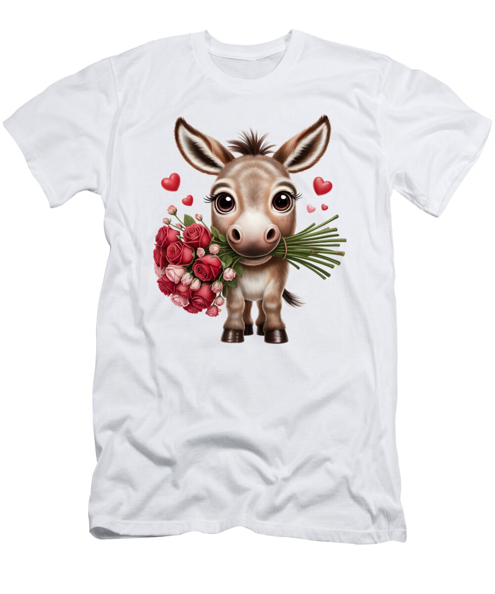 1 Adorable Donkey with Roses Joanna Redesiuk T-Shirt