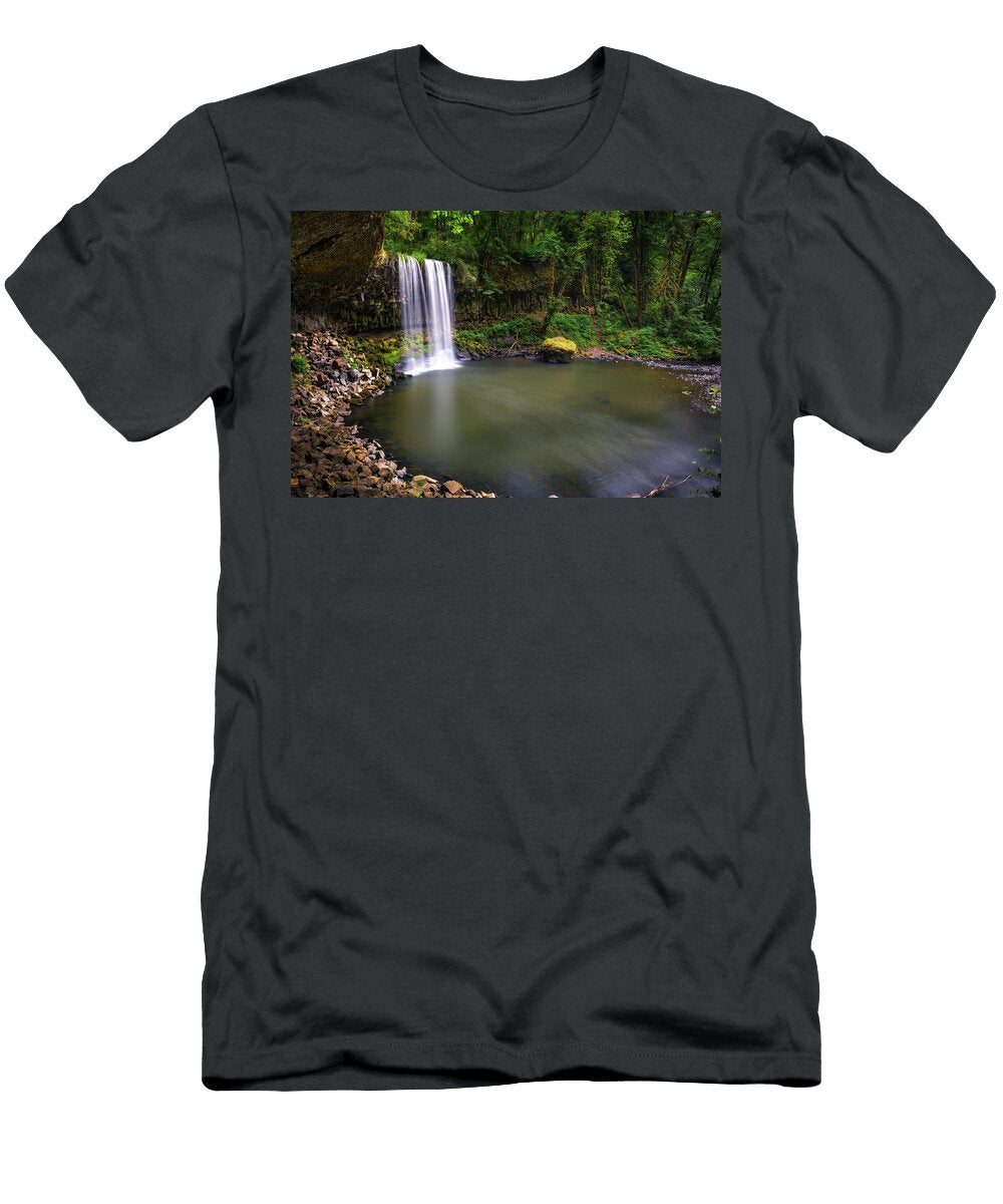 1 Beaver Falls Cascading Into a Serene Pool Surrounded By Dense Forests of Oregon Miroslav Liska T-Shirt