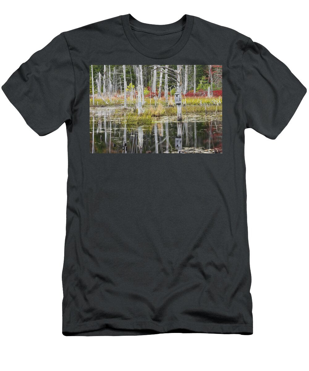 1 Dead Trees Reflecting on a Maine Beaver Pond Keith Webber Jr T-Shirt