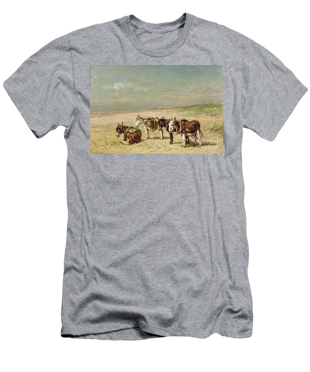 1 Donkeys on the Beach Johannes Hubertus Leonardus De Haas T-Shirt