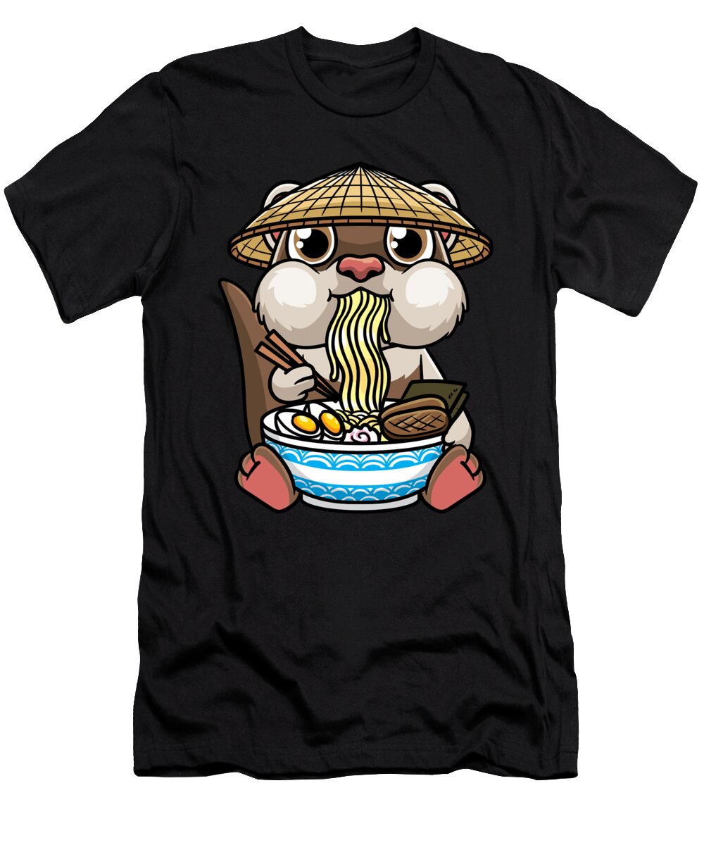 1 Ferret Eating Ramen Noodles Anime Kawaii Japanese Zimstarus T-Shirt