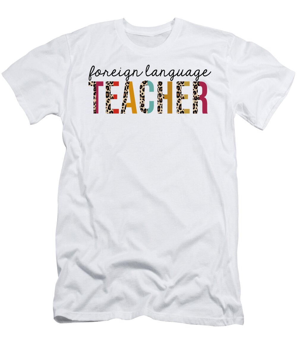 1 Foreign Language Teacher Leopard Print Appreciation Funny Jensen Cena T-Shirt