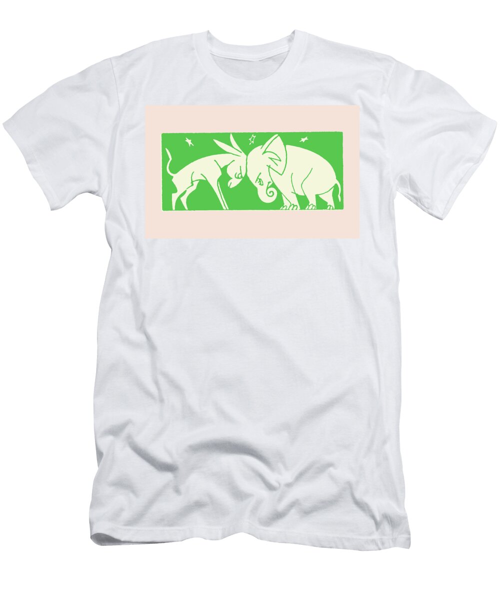 1 Gop Elephant and Dem Donkey Butting Heads Csa Images T-Shirt