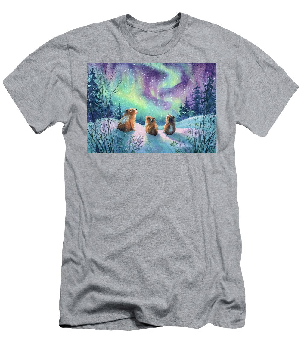 1 Guinea Pigs Under Northern Lights Sampadart Gallery T-Shirt
