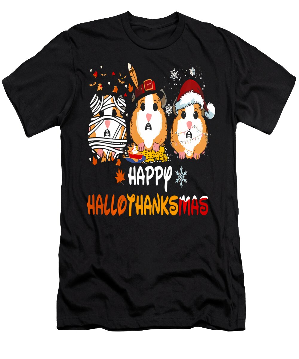 1 Hamster Happy Hallothanksmas Halloween Thanksgiving Thepassionshop T-Shirt
