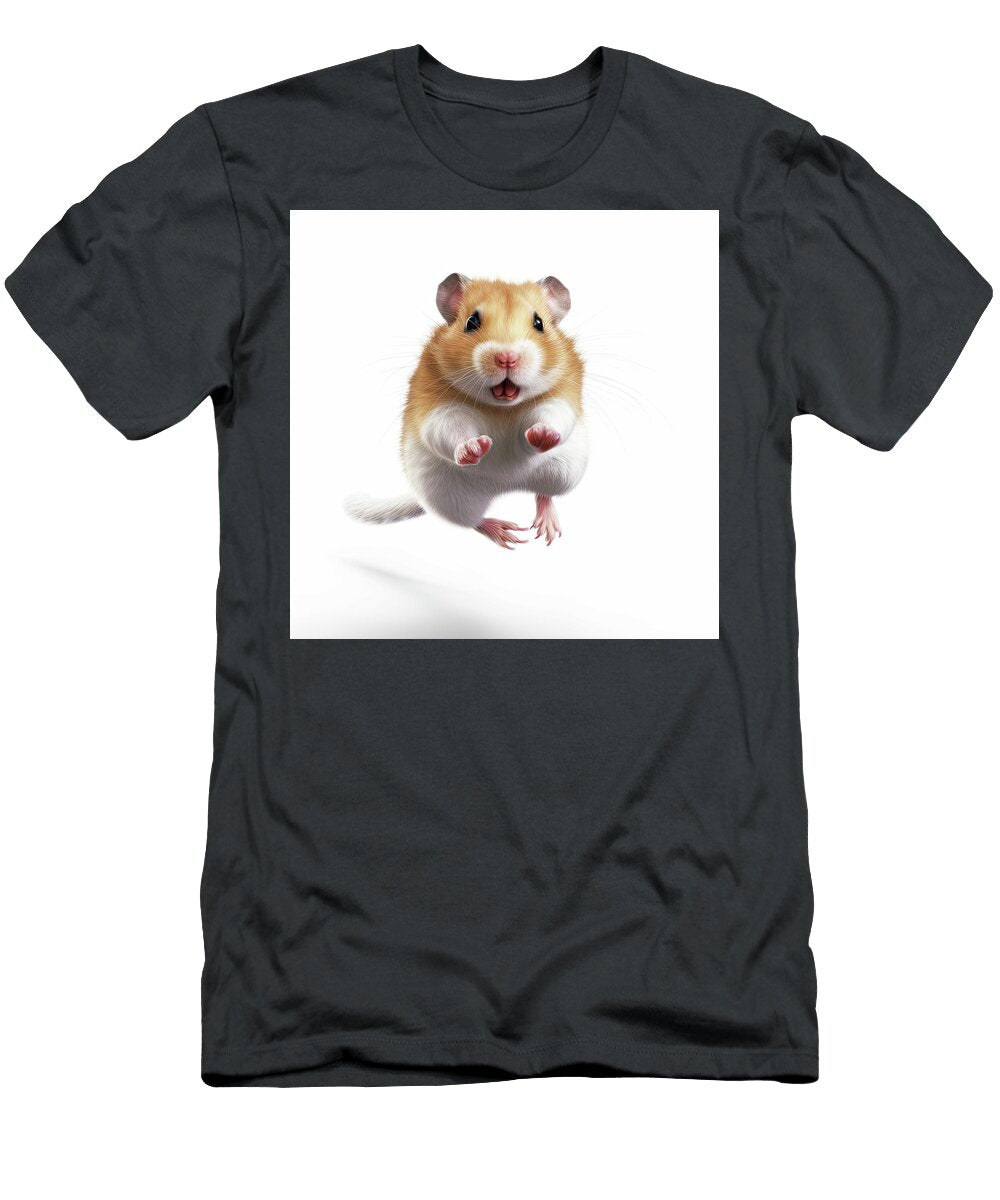 1 Hamster Pet with Open Mouth Running Fast on the Withe Background Cute Gray Rodent Isolated Pavel Shlykov T-Shirt