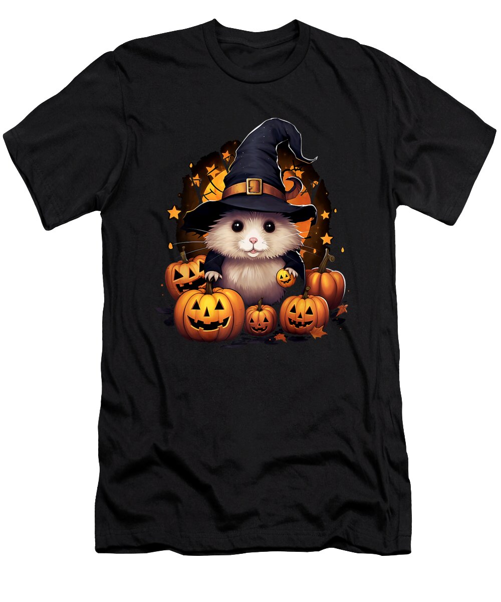 1 Hamster Witch Hat Pumpkins Halloween Costume Thepassionshop T-Shirt