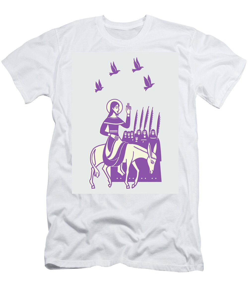 1 Jesus Riding Mule Passing Nuns Csa Images T-Shirt