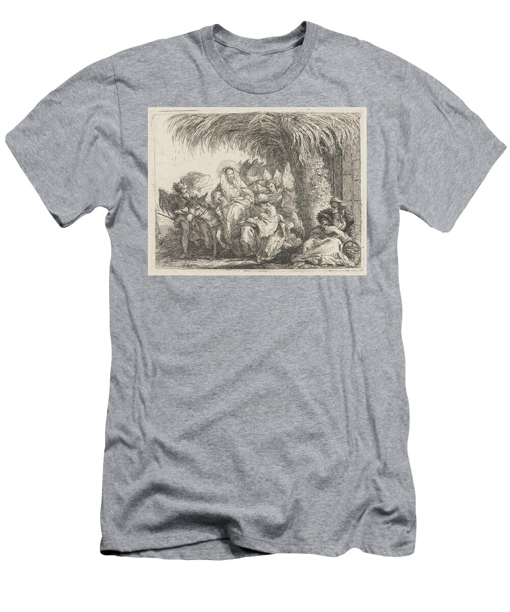 1 Joseph Kneels with the Child Before Mary on the Donkey Giovanni Domenico Tiepolo T-Shirt
