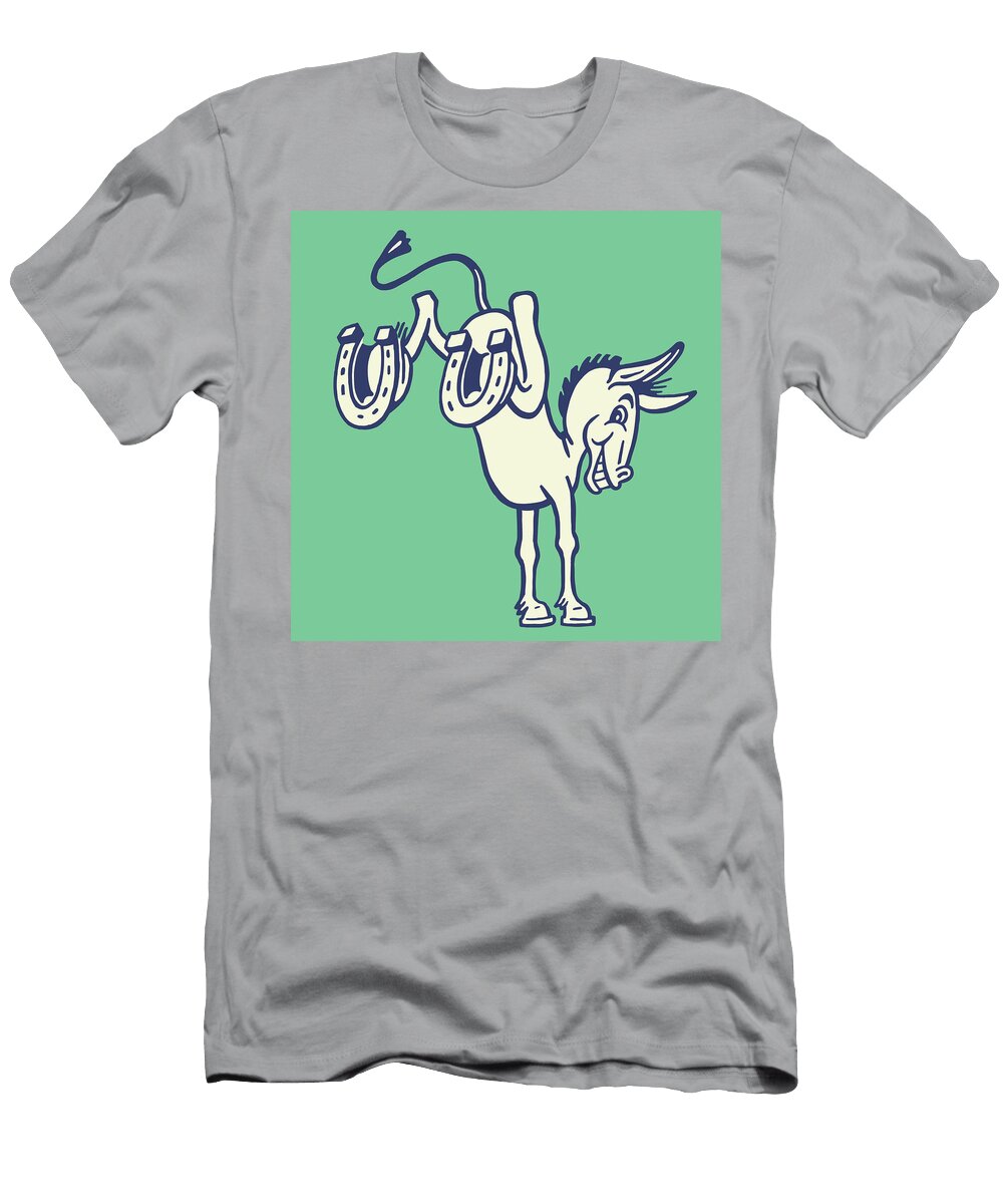 1 Kicking Donkey with Horseshoes Csa Images T-Shirt