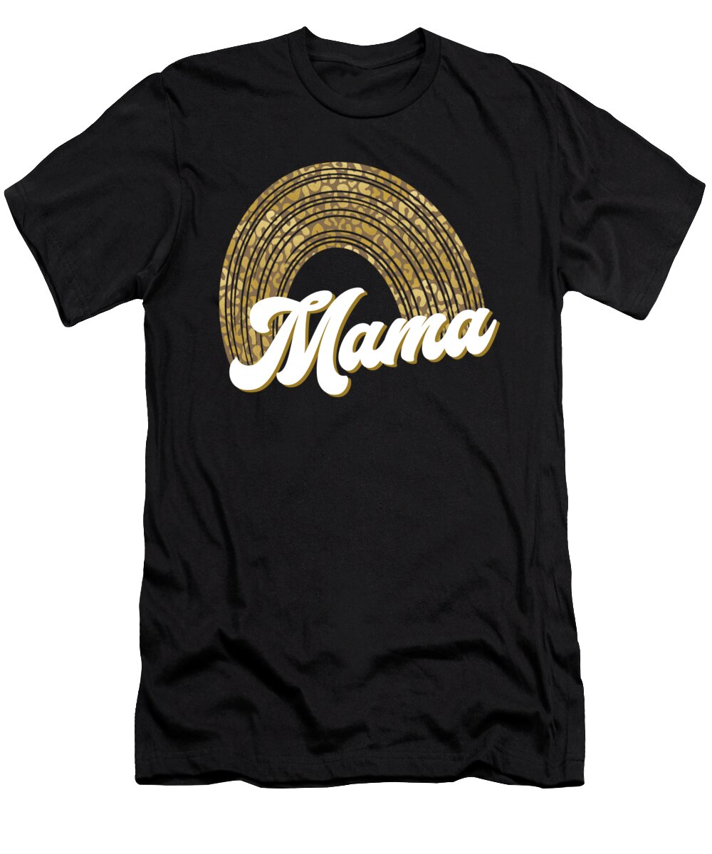1 Leopard Print on Leopard Rainbow Mama Quote Licensed Art T-Shirt
