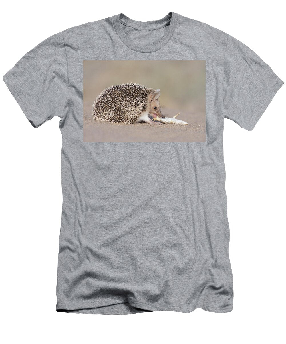 1 Long Eared Hedgehog Feeding on Lizard Prey Gobi Desert Valeriy Maleev Natureplcom T-Shirt