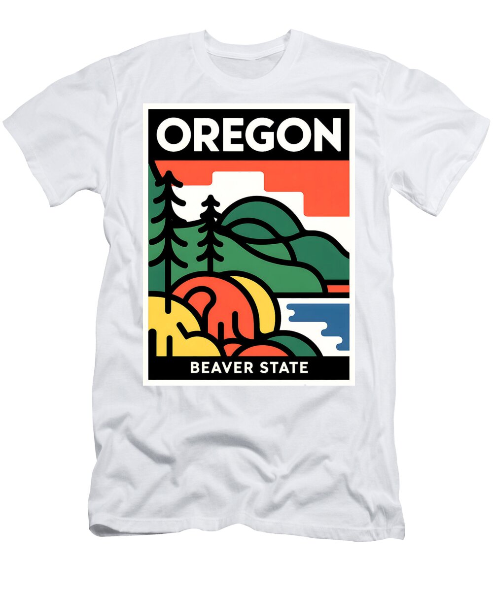 1 Oregon Beaver State Poster Real Art T-Shirt