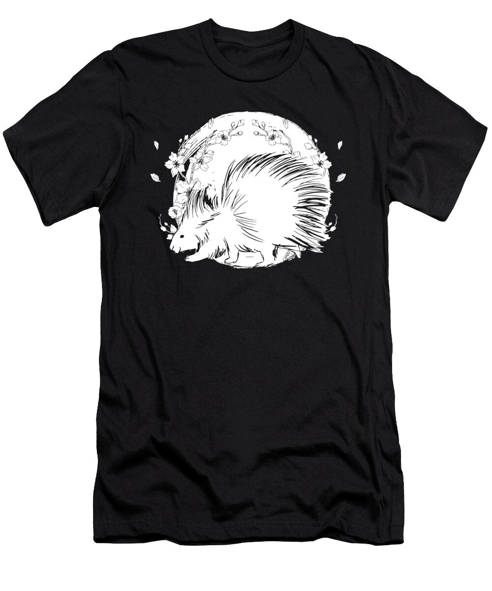 1 Porcupine Flowers Rodent Wildlife Animal Porcupine Crazy Squirrel T-Shirt