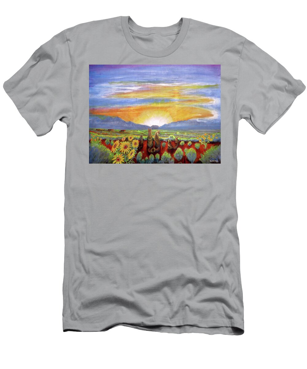 1 Taos Coyote Sunrise David Sockrider T-Shirt