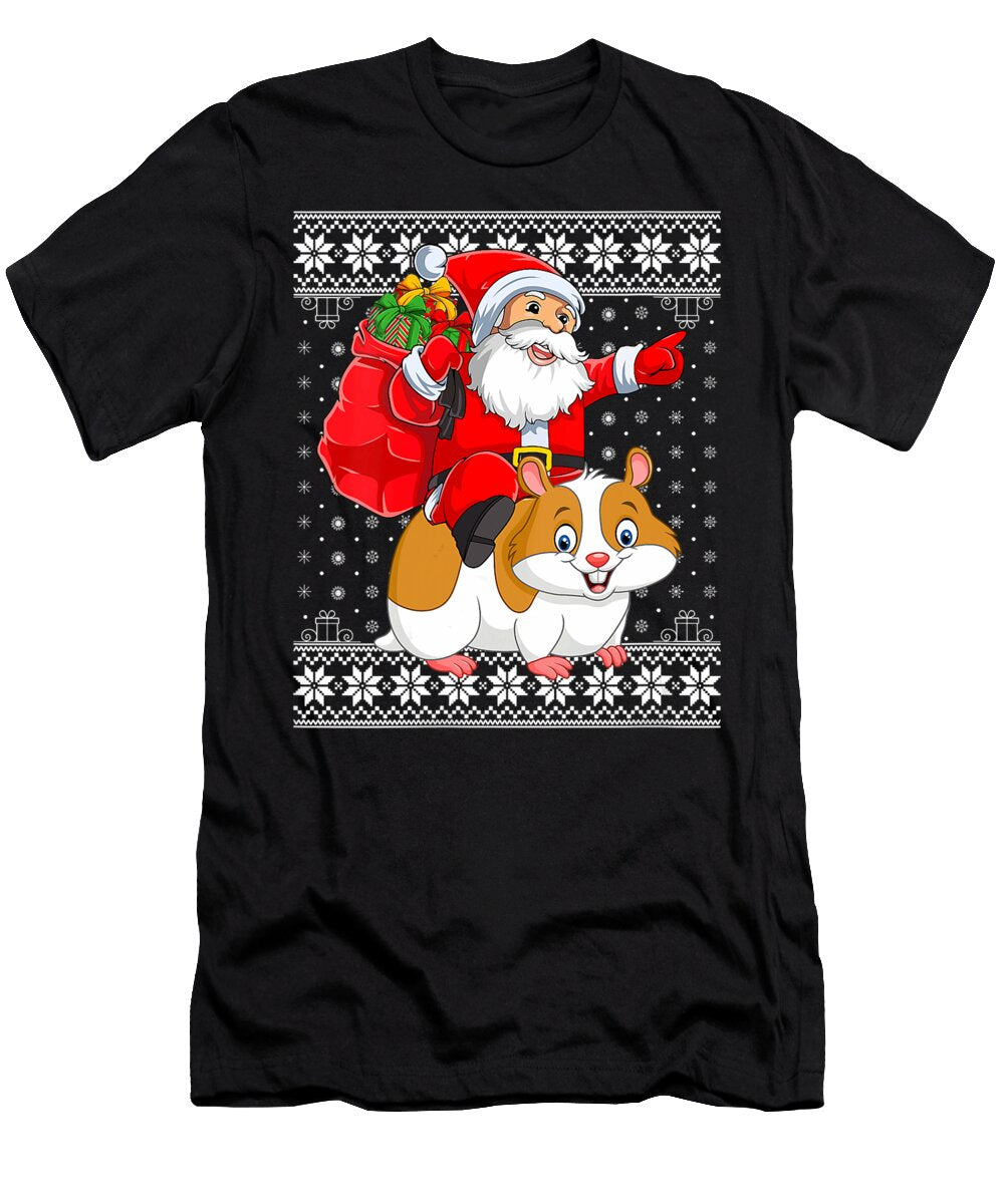 1 Ugly Xmas Sweater Style Santa Riding Hamster Christmas Thepassionshop T-Shirt