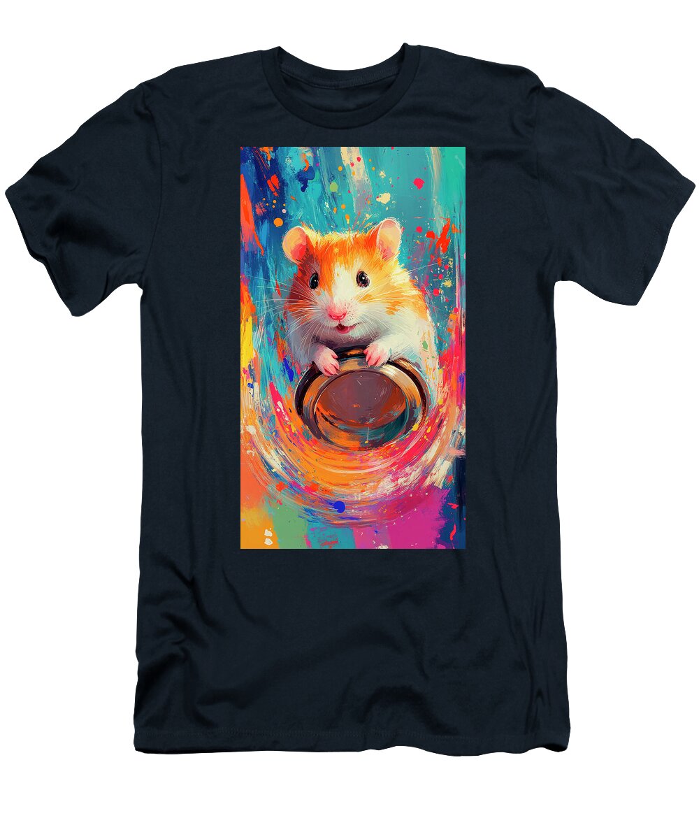 1 Vibrant Hamster in a Colorful Abstract Painting Cortez Schinner T-Shirt