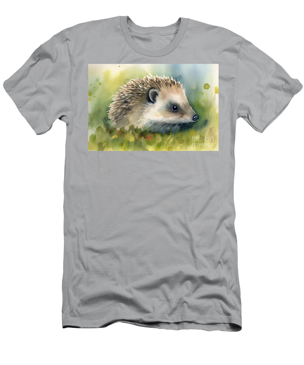 1 Watercolor of a Cute Little Hedgehog on a Grass Background N Akkash T-Shirt