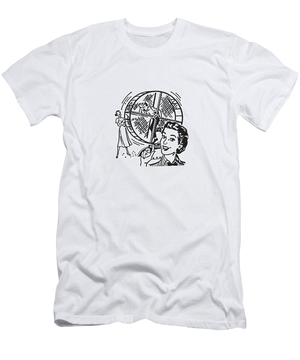 1 Women Working Men on Hamster Wheel Csa Images T-Shirt