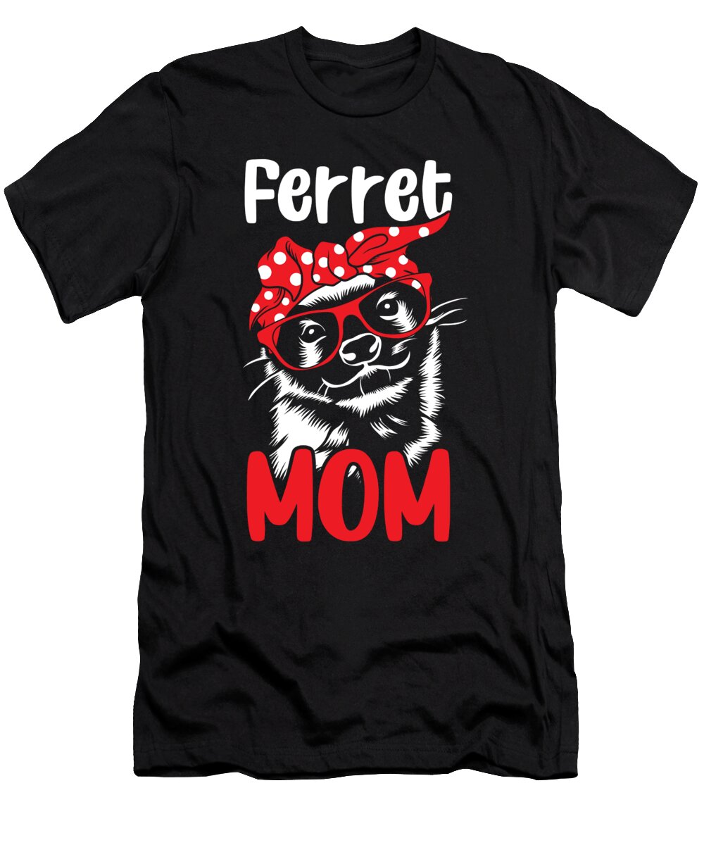 1 Womens Ferret Mom Red Bandanna Funny Weasel Haselshirt T-Shirt