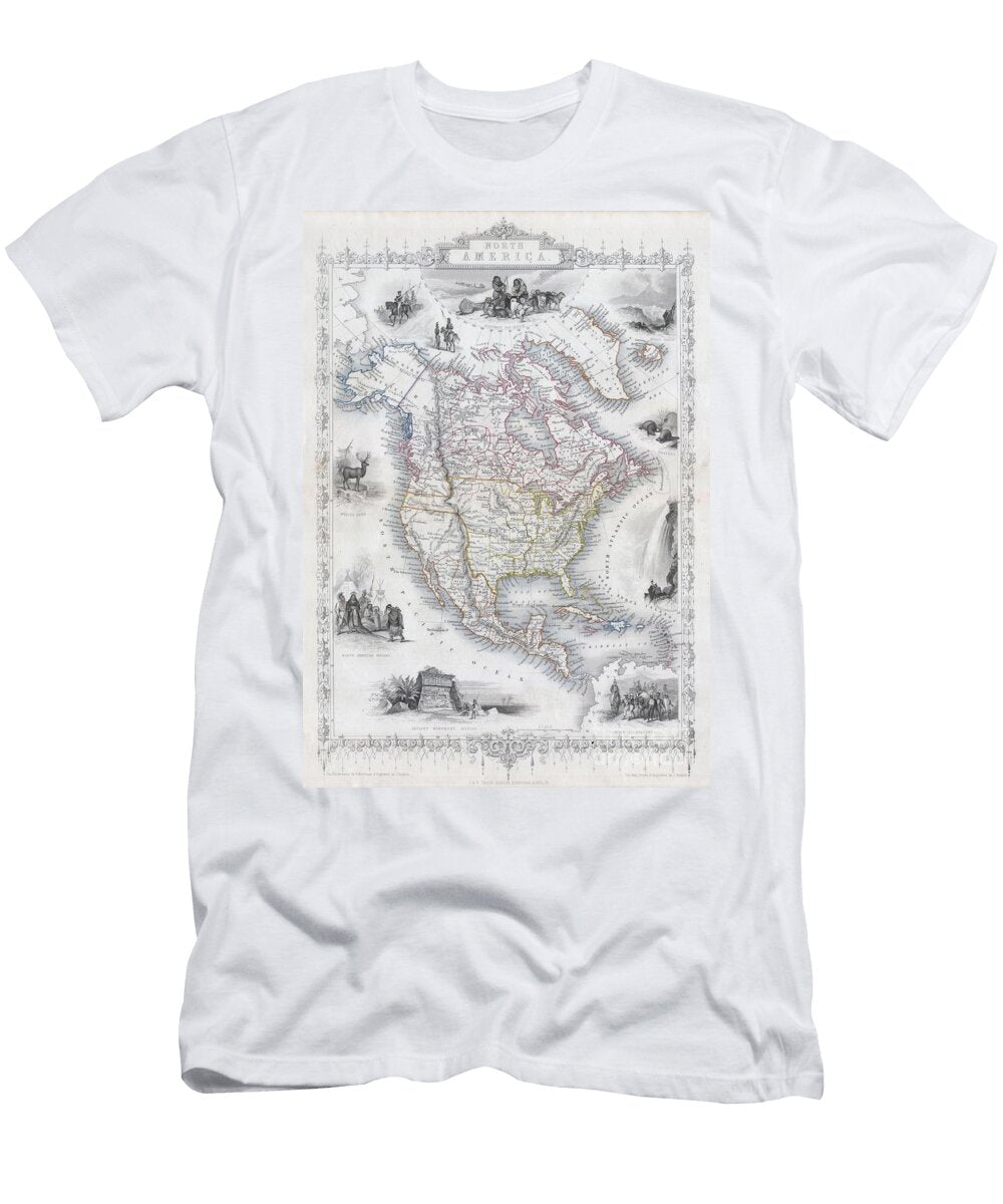 1850 Tallis Map of North America Paul Fearn T-Shirt