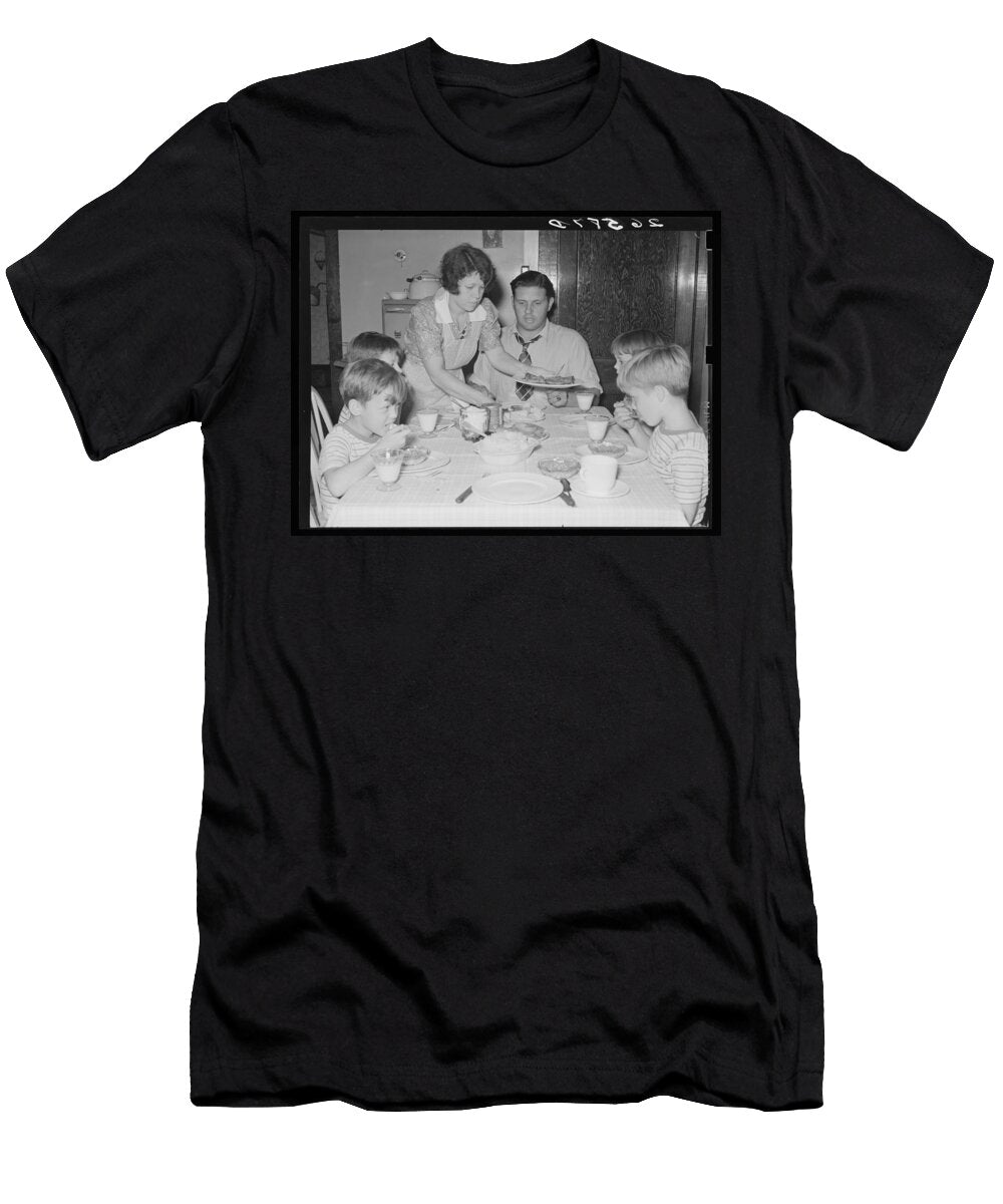 1938 Aliquippa Pennsylvania the Clifford Shorts Family At Dinner Medium Format Negative By Art Celestial Images T-Shirt