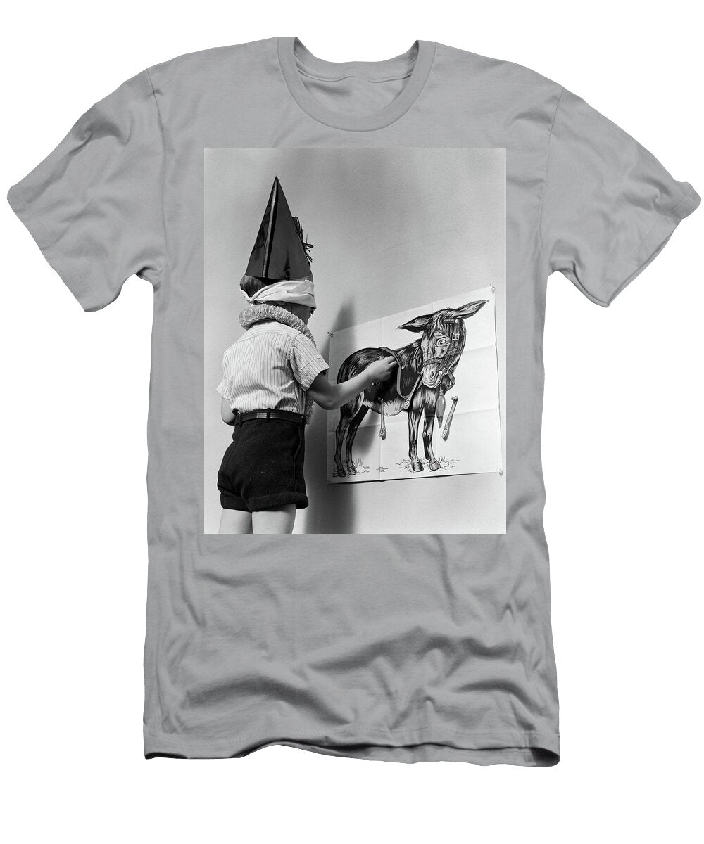 1940s Blindfolded Boy Playing Pin Animal Images T-Shirt