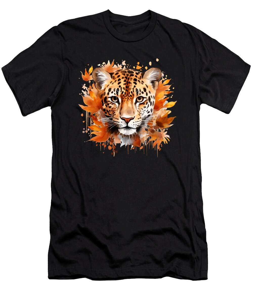 2 Cheetah Cub Autumn Baby Leopard Safari Watercolor Heidi Joyce T-Shirt