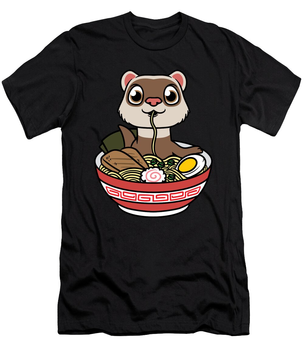 2 Ferret Eating Ramen Noodles Anime Kawaii Japanese Zimstarus T-Shirt