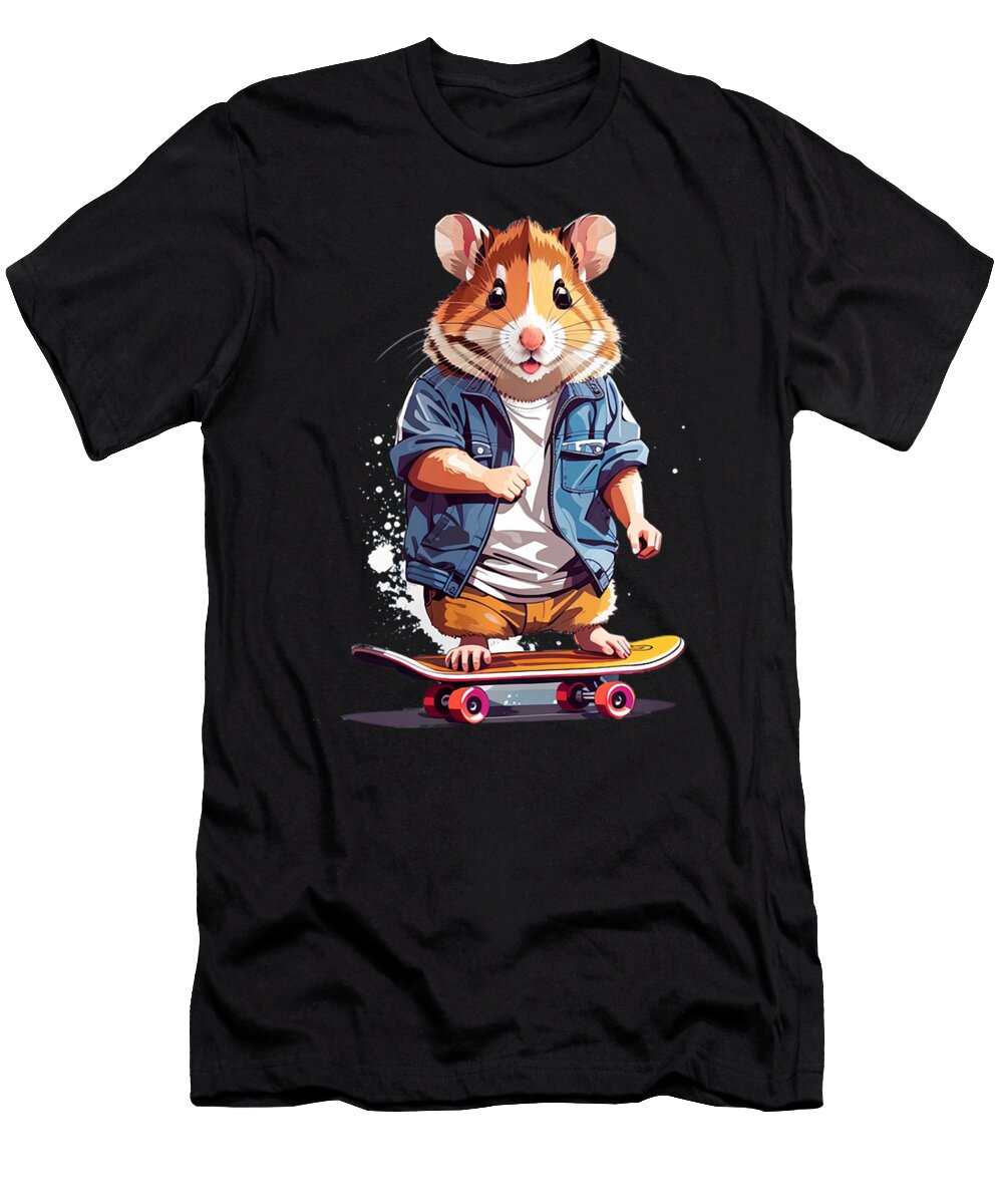 2 Hamster Riding a Skateboard Thepassionshop T-Shirt
