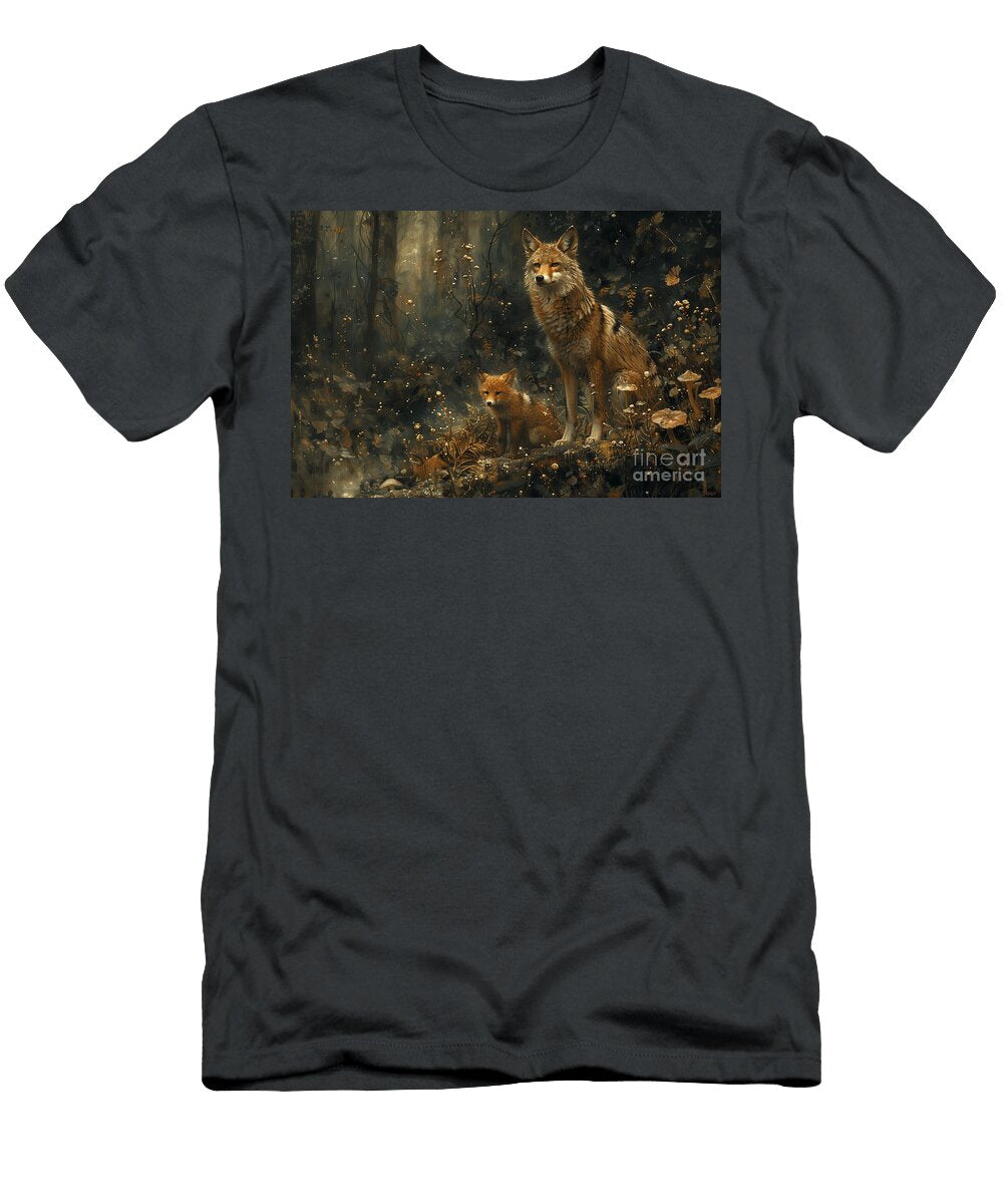2 in the Style of Klimt with Art Nuveau a Coyote By Asar Studio Celestial Images T-Shirt