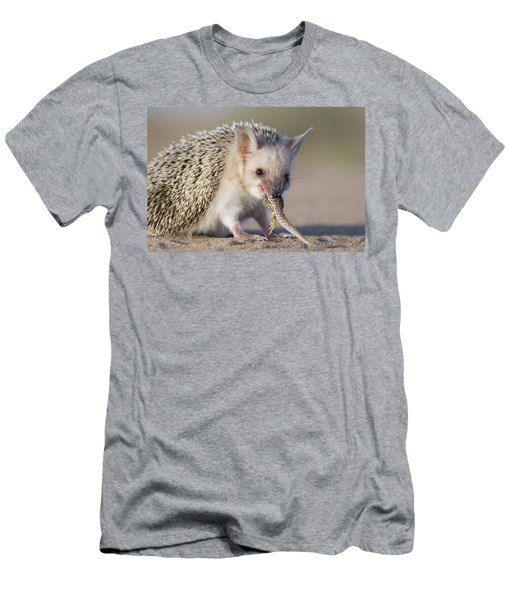 2 Long Eared Hedgehog Feeding on Lizard Prey Gobi Desert Valeriy Maleev Natureplcom T-Shirt