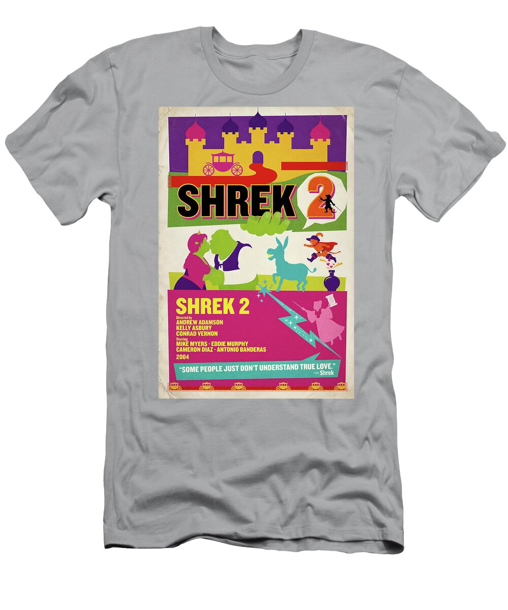 2 Shrek 2 Minimal Vintage Style Movie Poster High Quality 2004 Sampadart Gallery T-Shirt