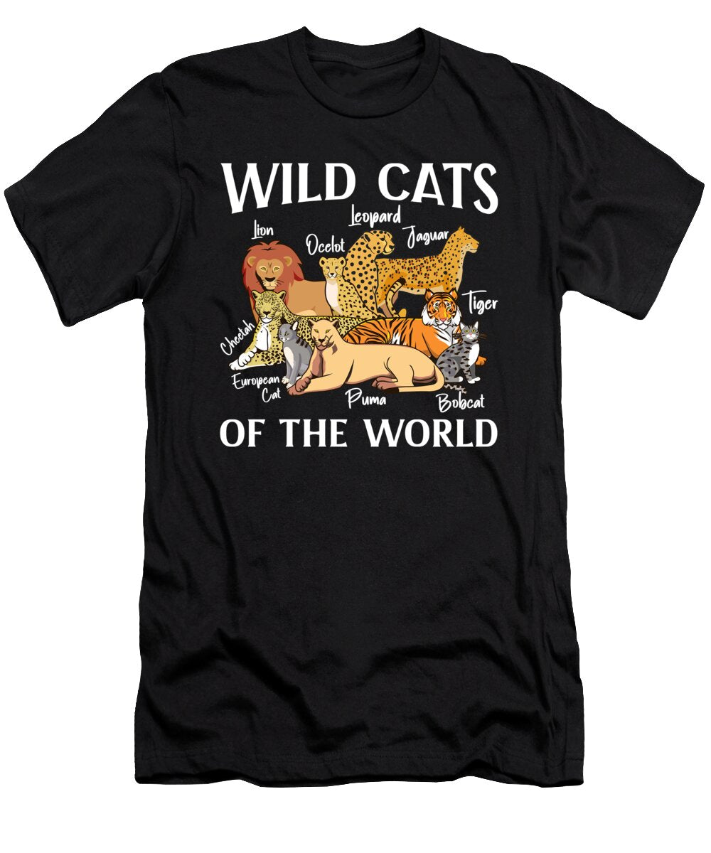 2 Wild Cats of the World Leopard Lion Bobcat Tiger Toms Store T-Shirt
