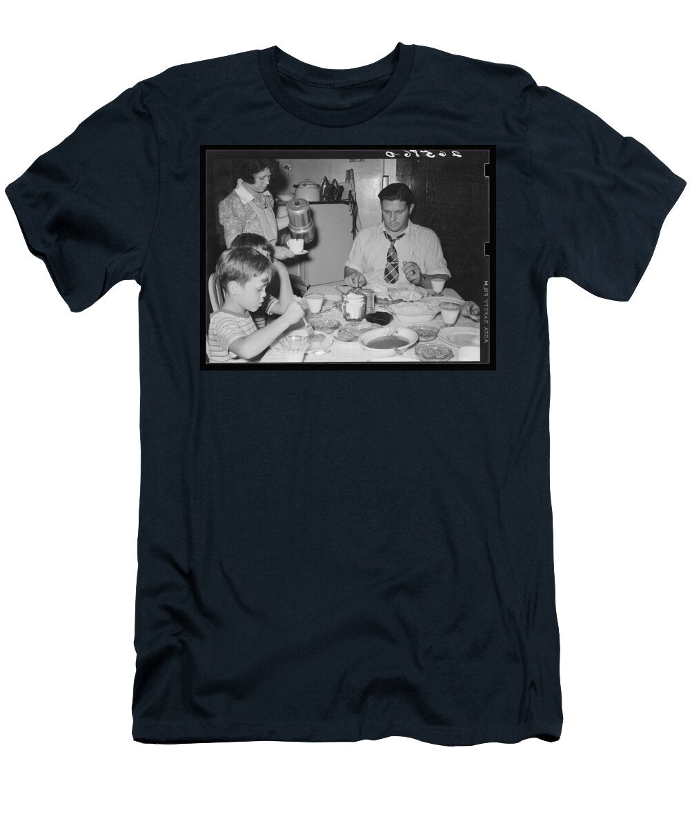 3 1938 Aliquippa Pennsylvania the Clifford Shorts Family At Dinner Medium Format Negative By Art Celestial Images T-Shirt