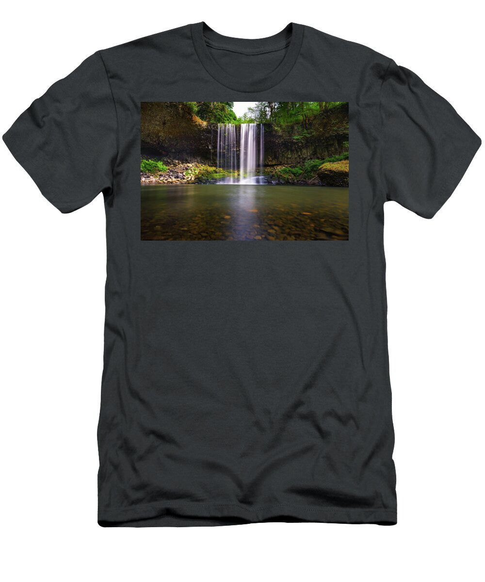3 Beaver Falls Cascading Into a Serene Pool Surrounded By Dense Forests of Oregon Miroslav Liska T-Shirt
