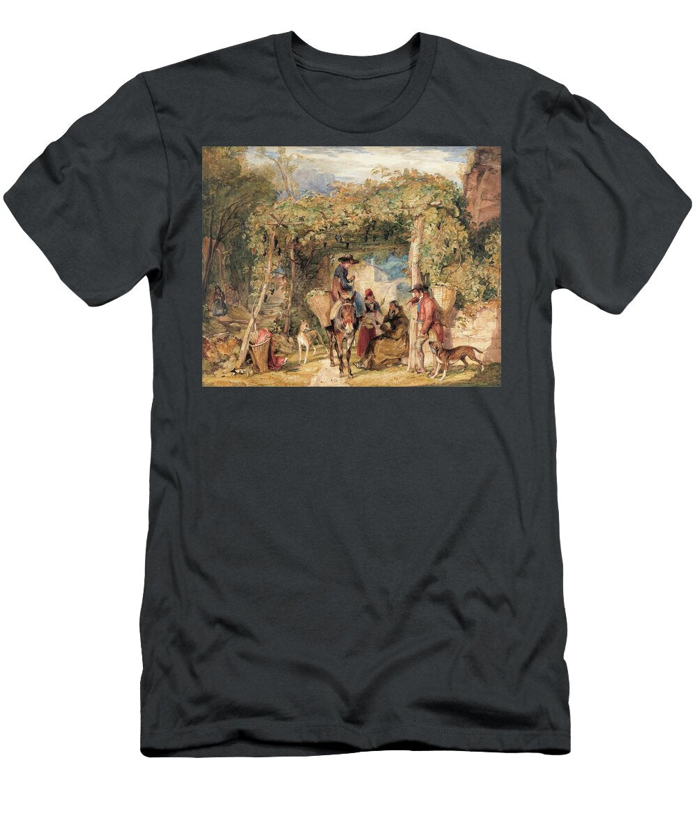 3 Figures and Animals in a Vineyard John Frederick Lewis T-Shirt