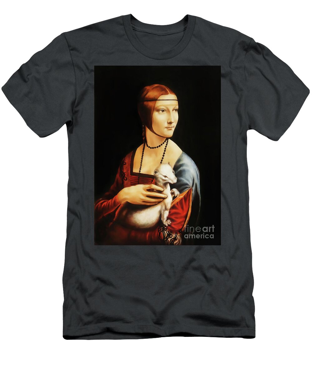 3 My Own Reproduction of Painting Lady with an Ermine By Leonardo Da Vinci Graphic Effect Jozef Klopacka T-Shirt