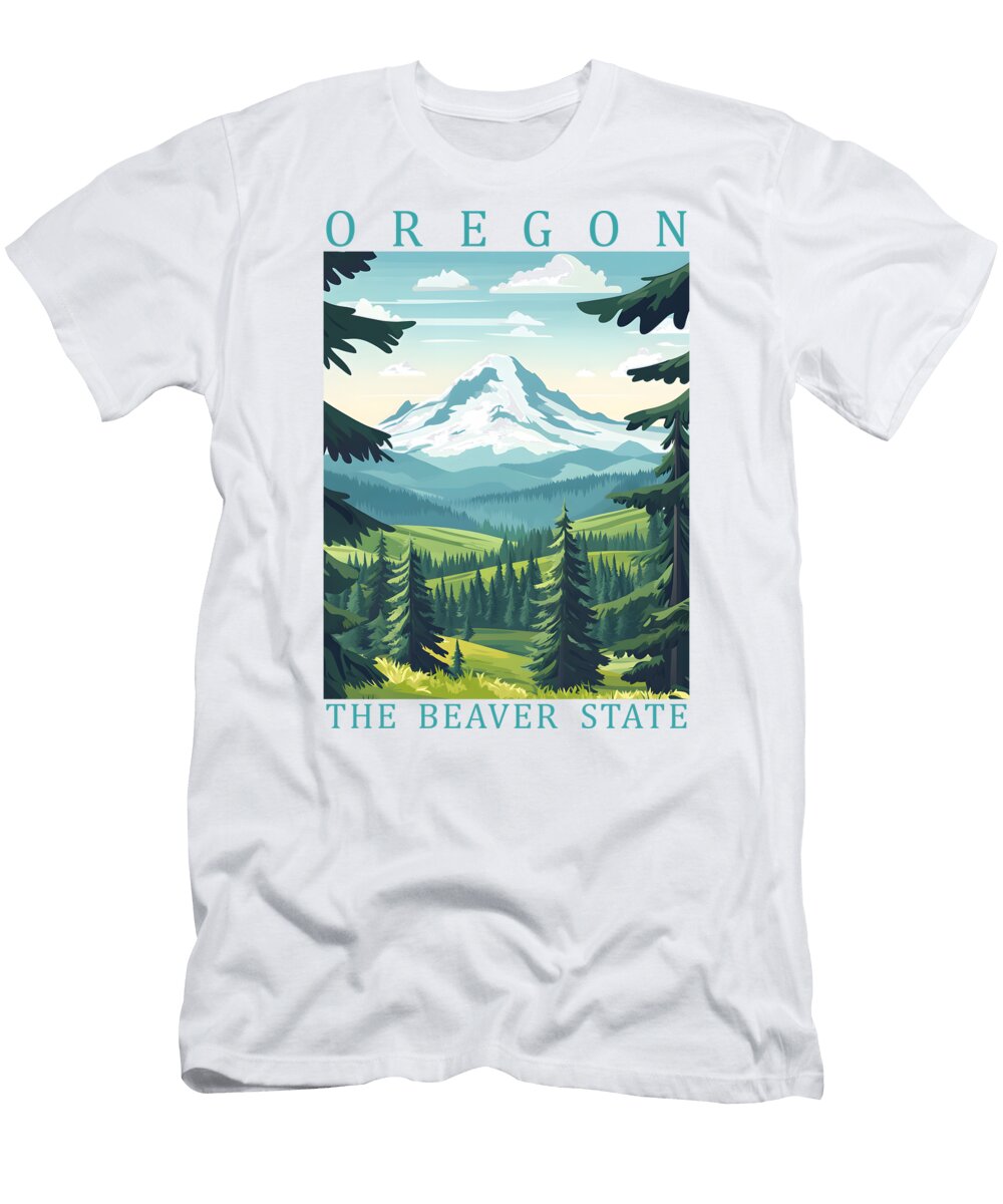 37 Oregon Travel Poster All Nature Prints T-Shirt