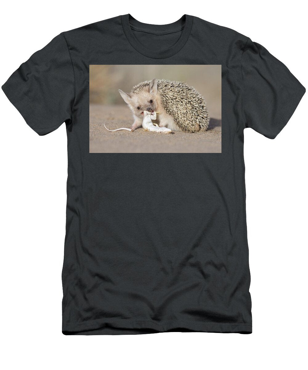 4 Long Eared Hedgehog Feeding on Lizard Prey Gobi Desert Valeriy Maleev Natureplcom T-Shirt