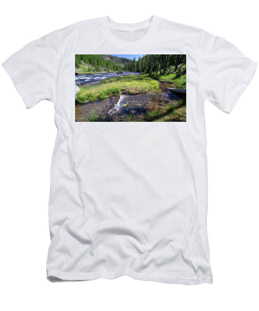 4 Obsidian Creek River in Yellowstone Wyoming Alex Grichenko T-Shirt