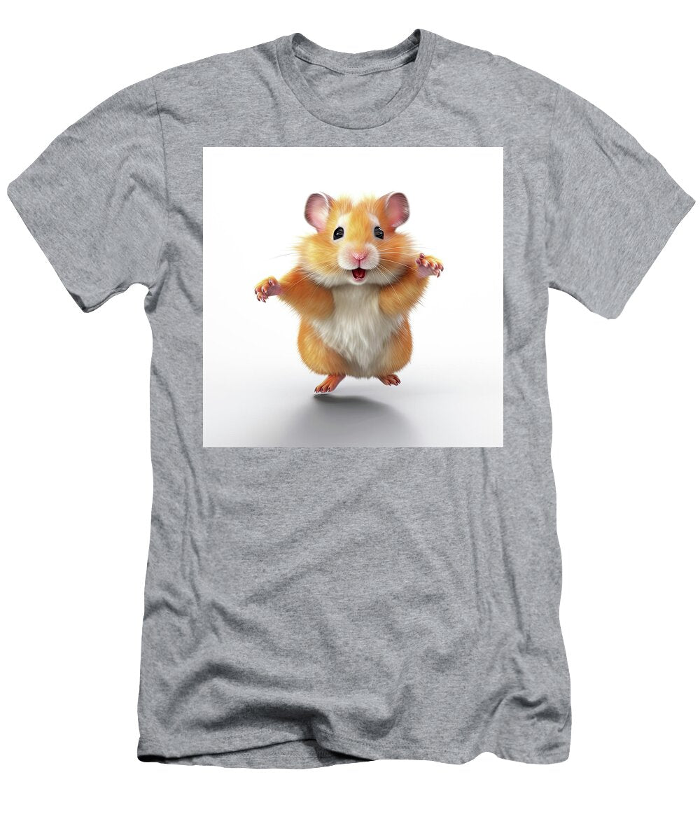 5 Hamster Pet with Open Mouth Running Fast on the Withe Background Cute Gray Rodent Isolated Pavel Shlykov T-Shirt