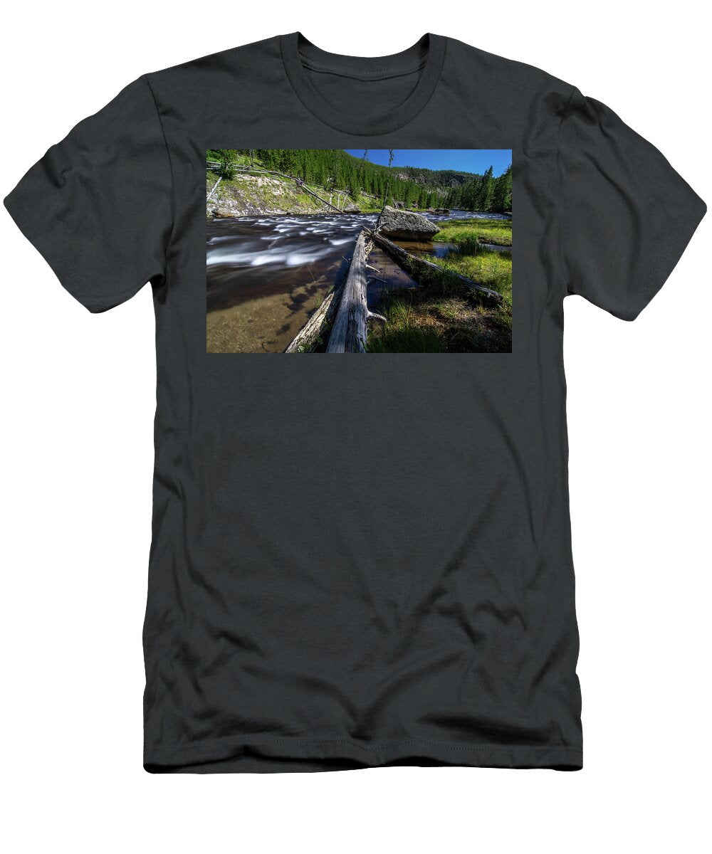 5 Obsidian Creek River in Yellowstone Wyoming Alex Grichenko T-Shirt
