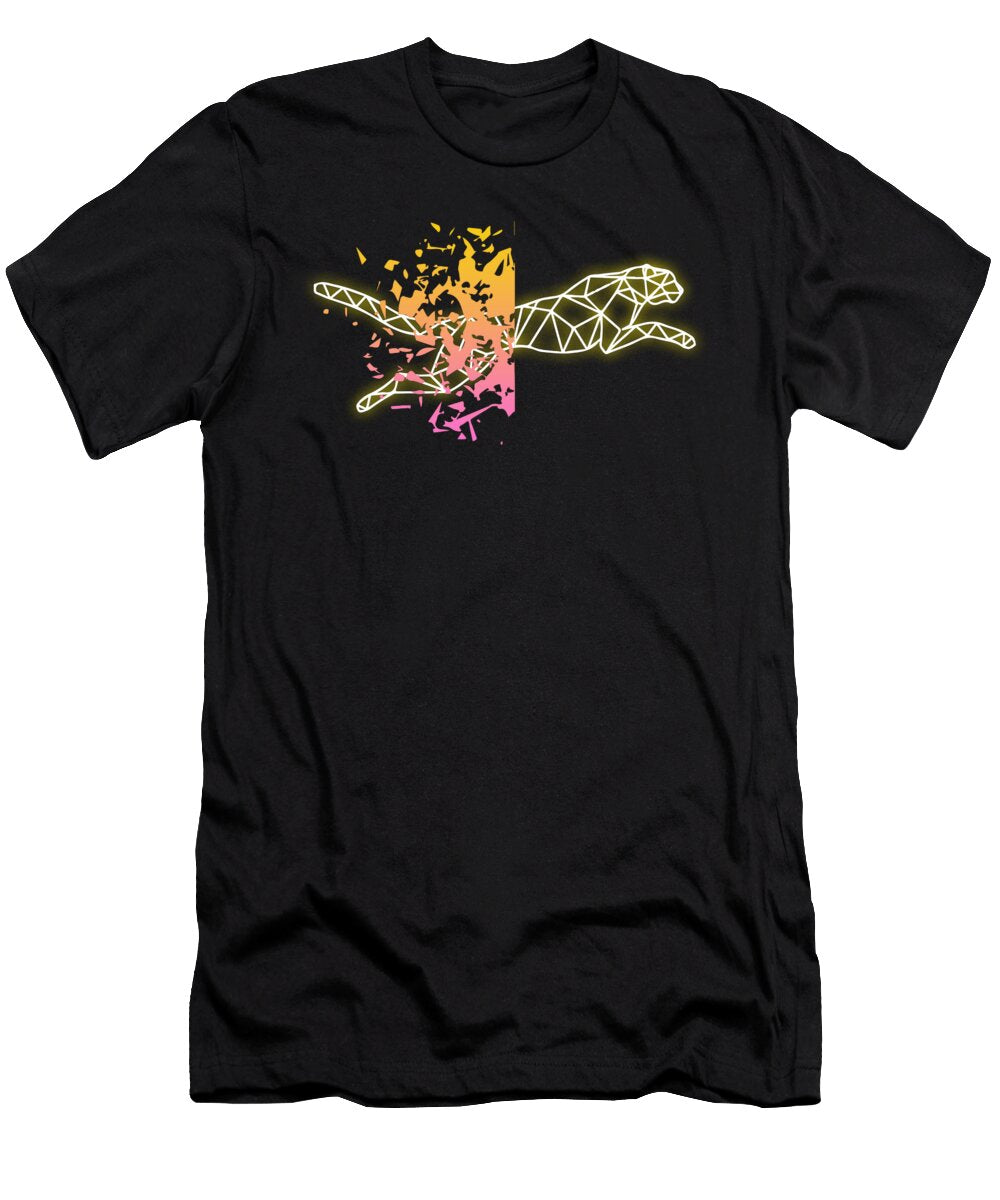 80s Retro Neon Sign Poly Geometric Cheetah 80s Gift Noirty Designs T-Shirt