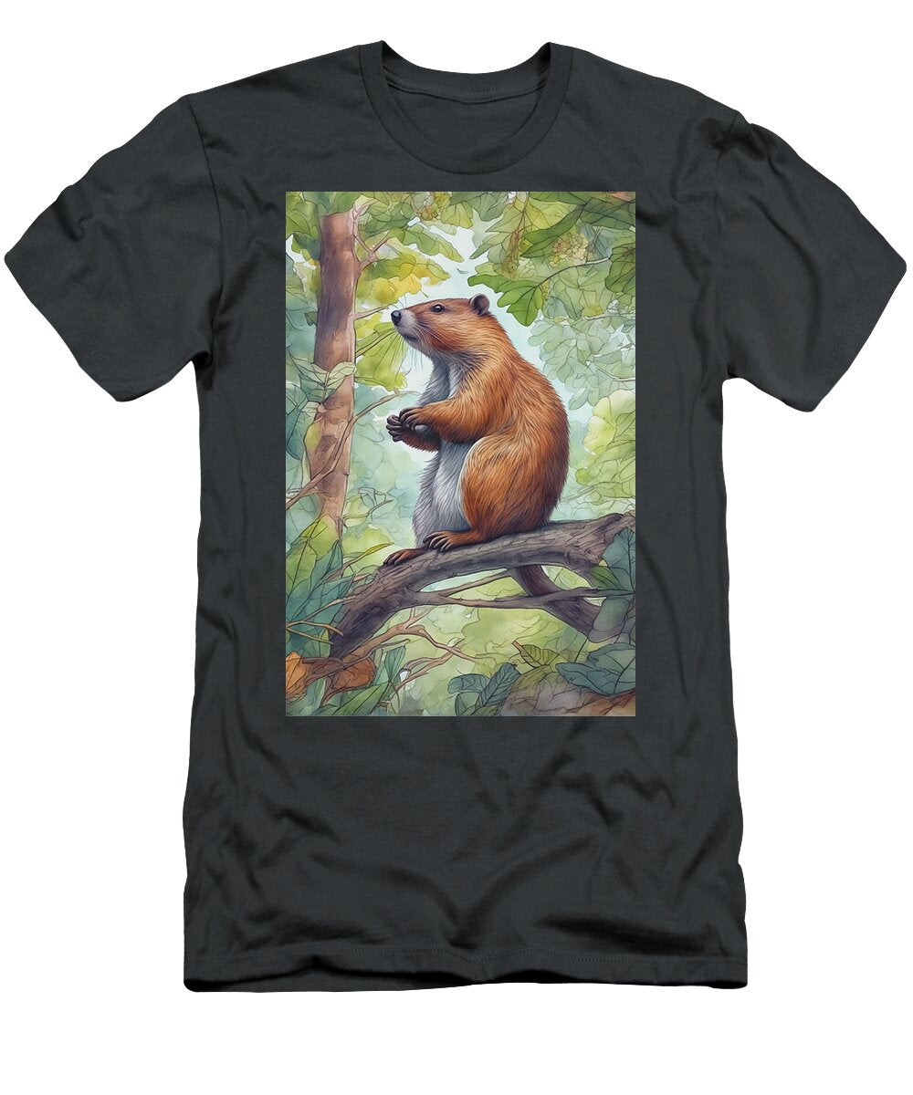 A Brown and White Rodent Mango Art T-Shirt