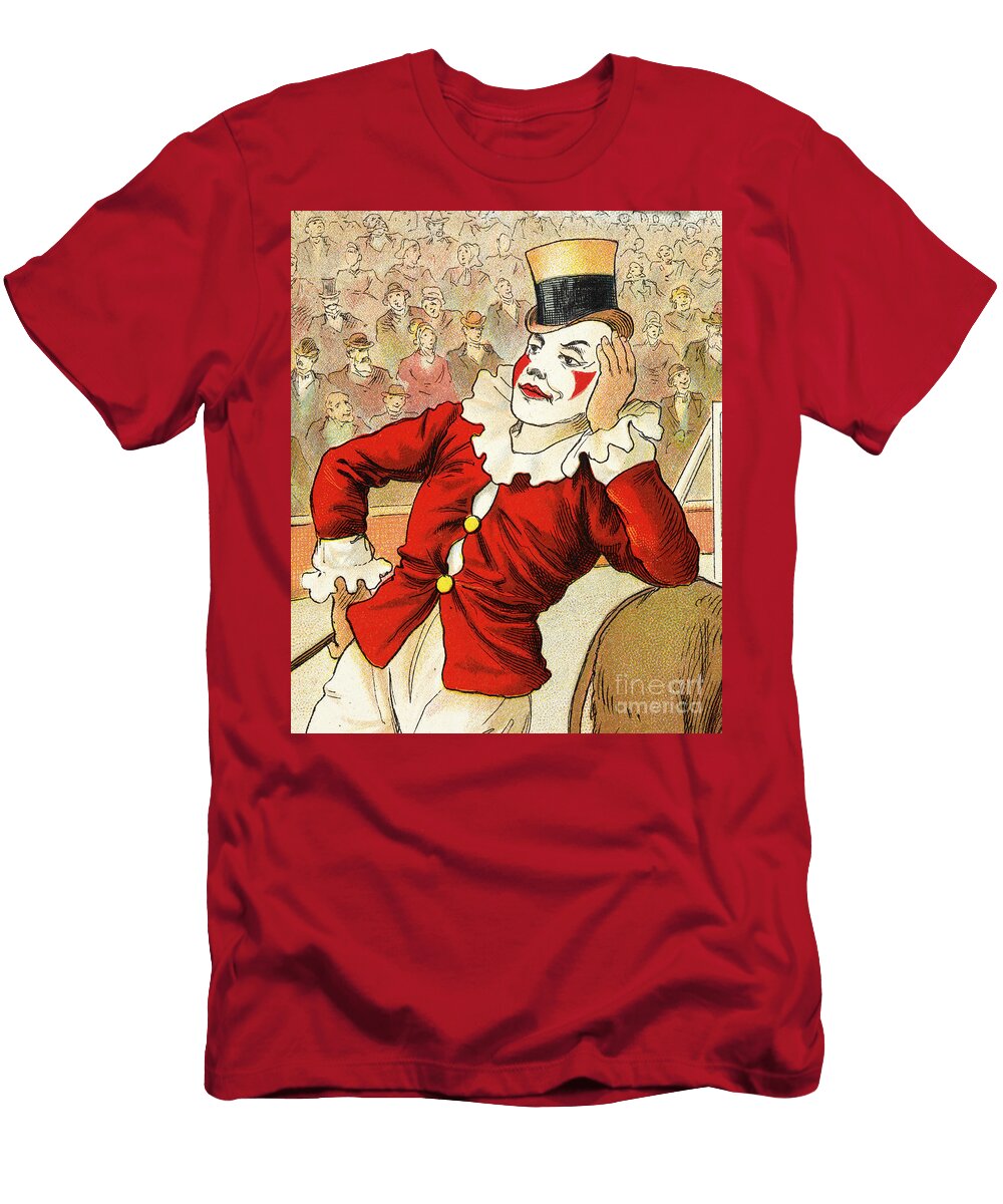 A Clown Leaning on the Back of a Donkey European School T-Shirt