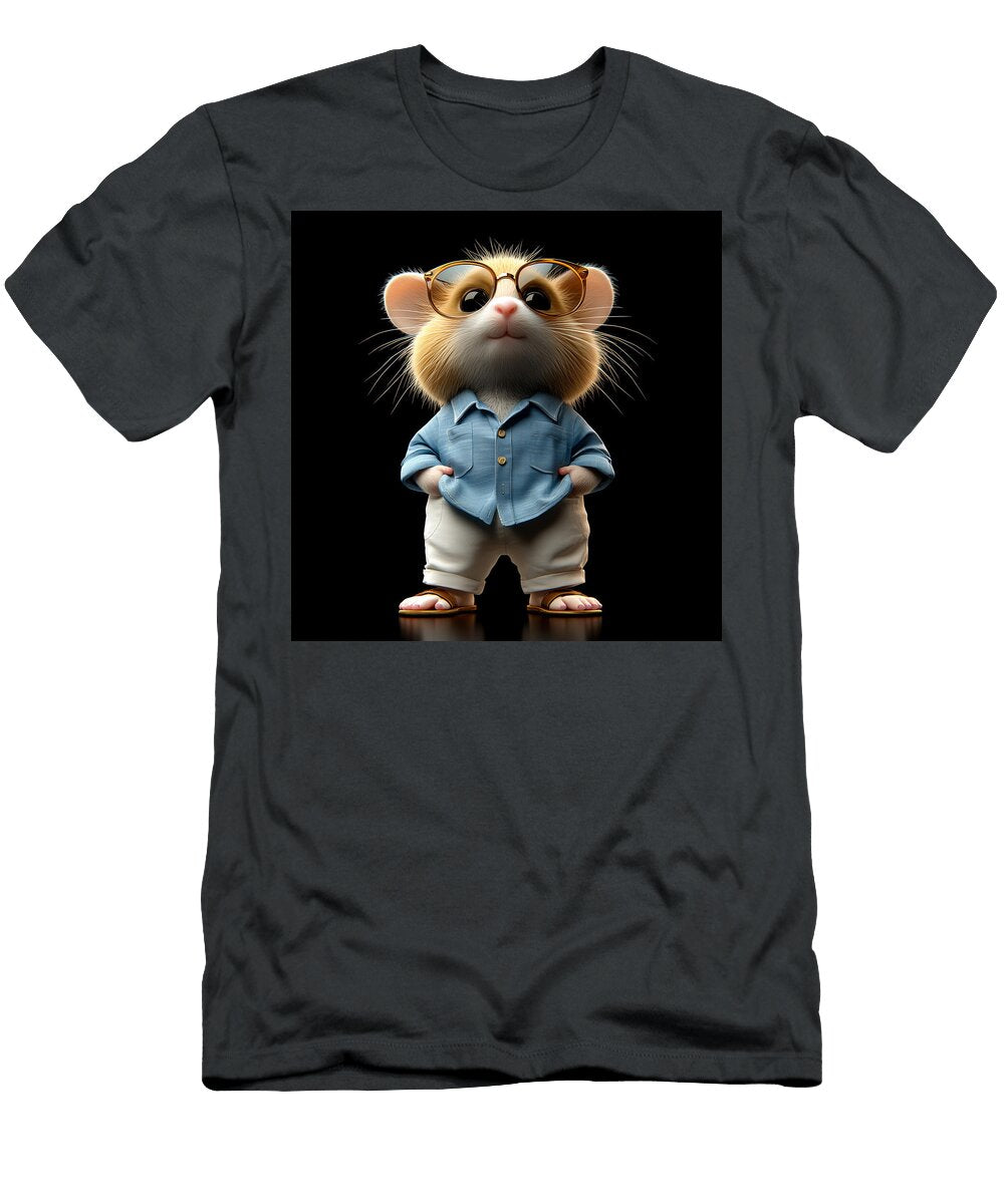 A Cute Hamster in a Blue and White Pants Poses for the Cam Nicolas Parlema T-Shirt
