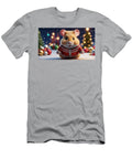 A Cute Hamster Is Dressed in a Festive Red Sweater Standing Amidst Colorful Christmas Ornaments Colorful Points T-Shirt