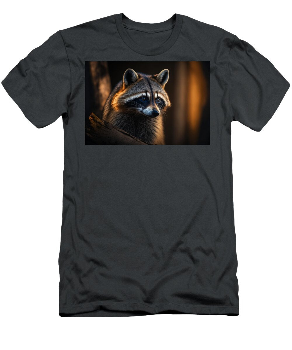 A Cute Sitting Raccoon with a Mask Like Face Norbert Kiss T-Shirt