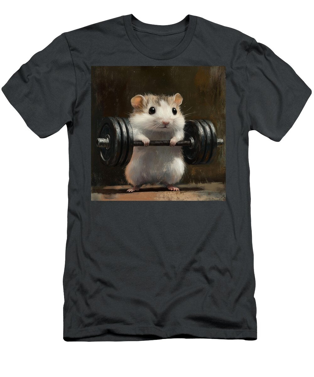 A Determined Hamster Lifts a Heavy Barbell Showcasing Strength Yujin Cahrli T-Shirt